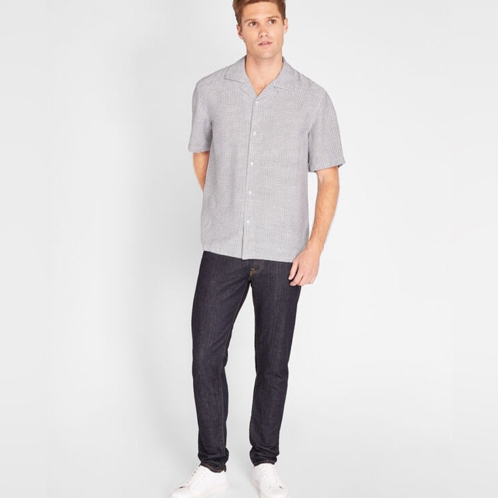 Club Monaco Men's Short Sleeve Camp Collar CM Print Shirt